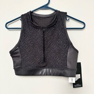 Strong ID Strong Everyday Zumba Wear High Neck Sports Bra Size Small Charcoal